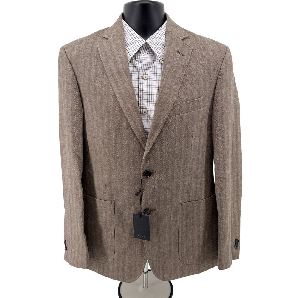 NEW Billy Reid Sport Coat Tan Herringbone Size 38R Half Line Linen Blend $ 598